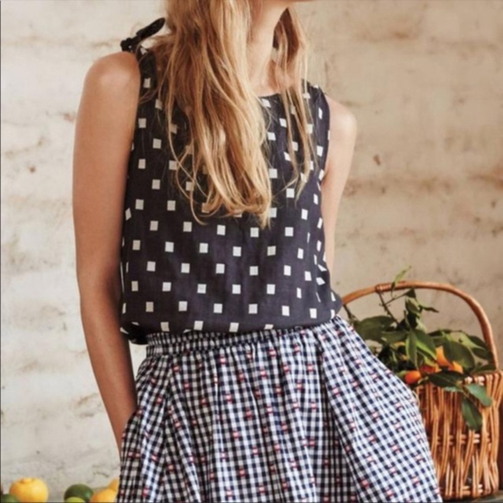 Anthropologie Harlyn Tiled Tie-Shoulder Tank